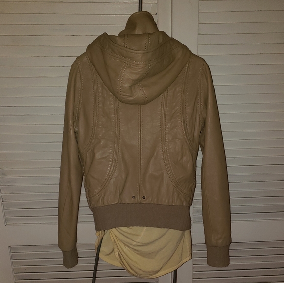 Genuine Lamb Leather Hooded Bomber - Picture 3 of 4